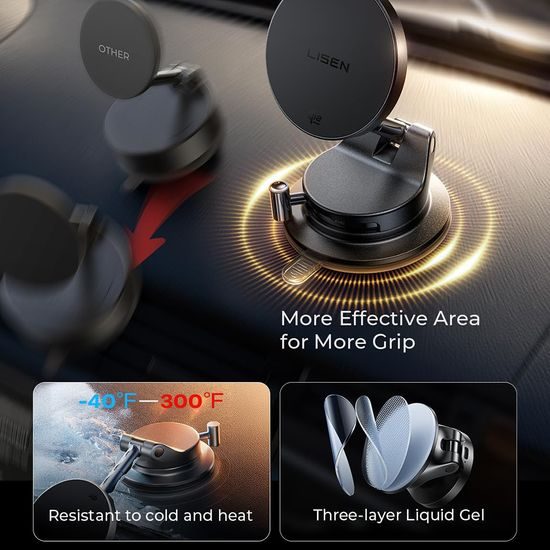 Lisen Magnetische KFZ-Halterung mit kabelloser Ladestation W608 Pro für iPhone - 25W Qi2.2 Wireless Charger - Schwarz