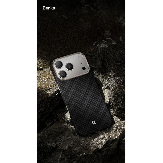 Benks Magnetic Armor Air Armor Grid Kevlar θήκη Metal Frame, iPhone 17 Pro Max, μαύρη