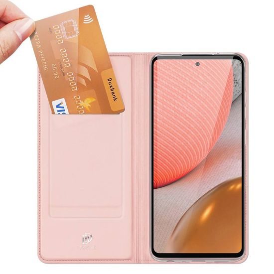 Dux Ducis Skin Leather case, könyv tok, Samsung Galaxy A72 4G / A72 5G, rózsaszín
