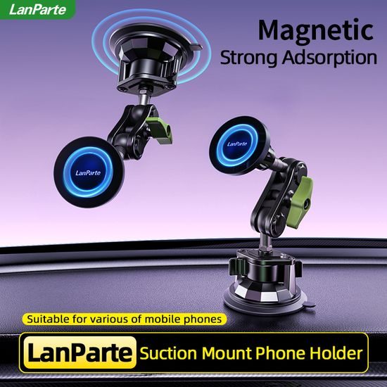 LanParte RBA-M01 Magnetische Telefoonhouder voor Auto - met Vacuüm Zuignap - 360° Verstelbaar - MagSafe geschikt
