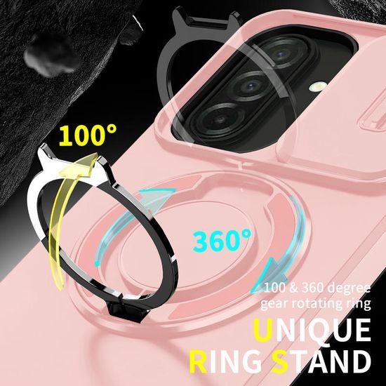 Camslide Stand Schutzhülle für Samsung Galaxy A27 - Integrierter Metallständer - Schiebbare Kameraabdeckung - Rosa
