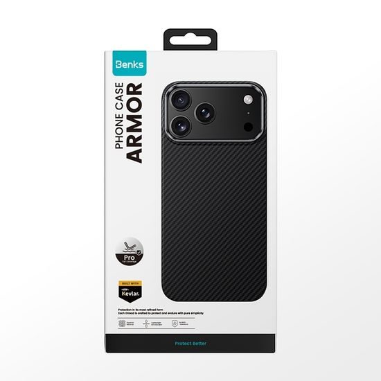 iPhone 17 Pro / 18 Pro ümbris – Benks Magnetic Armor Pro Kevlar Metal Frame – must