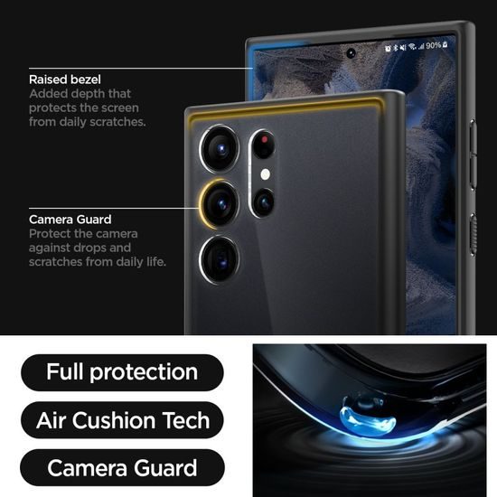 Hibrid Spigen Ultra ovitek za mobilni telefon, Samsung Galaxy S23 Ultra, zmrznjeno črn