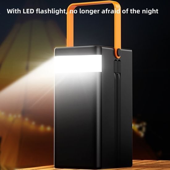 Power Bank 60.000 mAh, 22.5W PD, 4 USB + 2 καλώδια, LED φώτα, λευκό