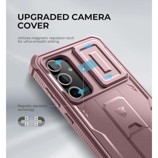 Dexnor 360 Kickstand Camprotector Θήκη Samsung Galaxy S24 FE, Ροζ