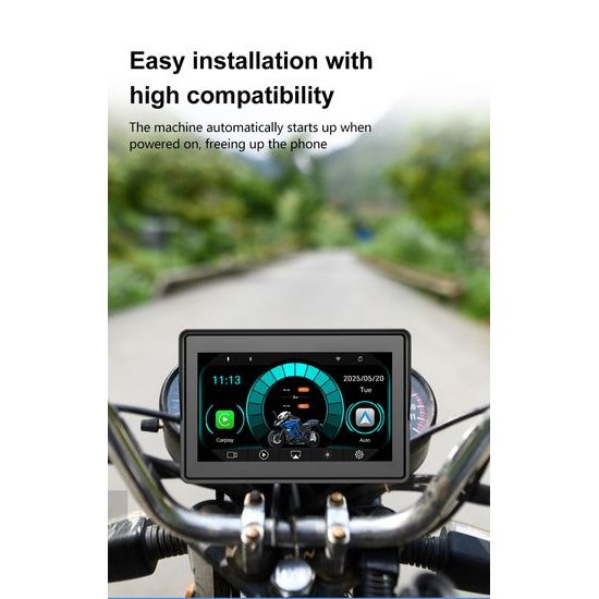 5" Motociklistički zaslon s prednjom i stražnjom kamerom, GPS navigacijom i CarPlay / Android Auto (IP67)