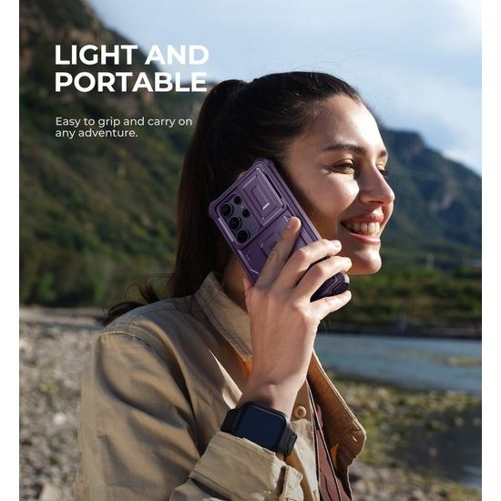 Dexnor 360 Kickstand Camprotector Hülle Samsung Galaxy S24 Ultra, lila