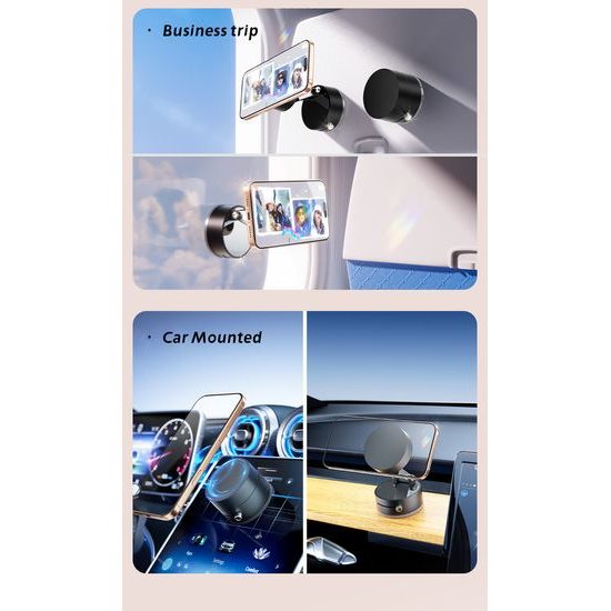Μαγνητική βάση κινητού 360° με βεντούζα για αυτοκίνητο, μεταλλικός βραχίονας, μαύρη, C47
