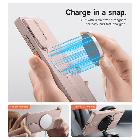 Suritch MagSafe Kickstand Camprotector Hülle Samsung Galaxy S25 Ultra, rosa