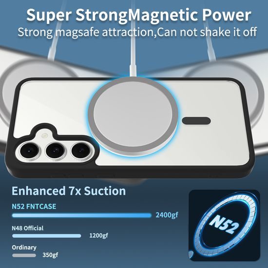 JP MagFit Clear MagSafe obal s N52 magnetom, Samsung Galaxy S24 FE, čierny