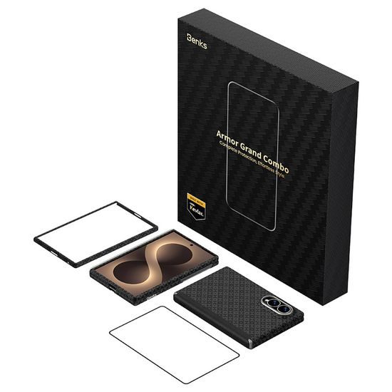Benks Magnetic Armor Grid Pro Grand Combo Schutzhülle für Samsung Galaxy Z Fold 8 - Kevlar® TPU Case mit Displayschutz - Schwarz