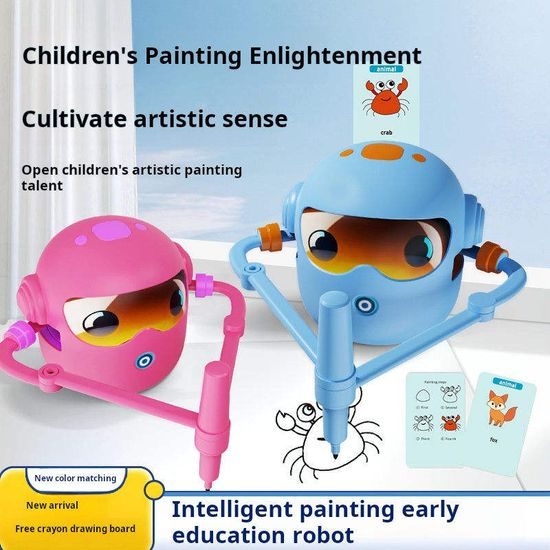 SmartArt Drawing Bot Διαδραστικό ρομπότ που διδάσκει τα παιδιά να ζωγραφίζουν και αναπτύσσει τη δημιουργικότητα, ροζ