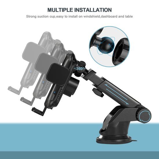Βάση τηλεφώνου αυτοκινήτου για ταμπλό και αεραγωγό με ασύρματη φόρτιση, 15W, Qi, C13