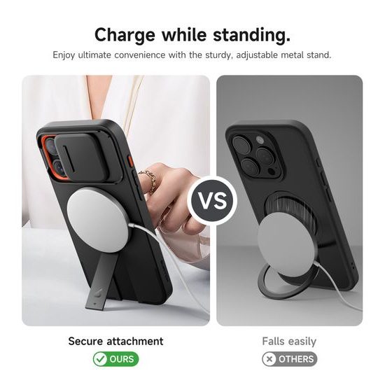 Suritch MagSafe Kickstand Camprotector θήκη iPhone 15 Pro Max, μαύρη