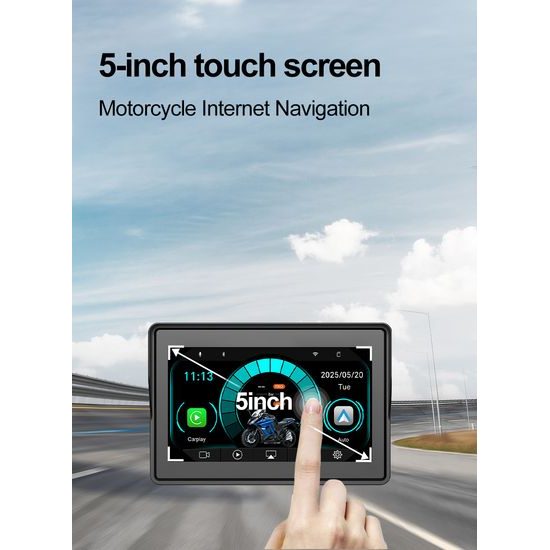 5" Motociklistički zaslon s prednjom i stražnjom kamerom, GPS navigacijom i CarPlay / Android Auto (IP67)