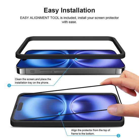 JP Full Pack Szkło hartowane, 2x 3D szkło z aplikatorem + 2x szkło na obiektyw, iPhone 16 Plus