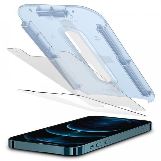Spigen Glass.TR EZFit cu aplicator, 2 bucăți, Folie de sticlă securizată, iPhone 12 / 12 Pro