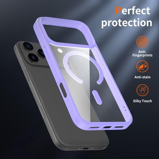 JP MagFit Clear MagSafe θήκη με μαγνήτη N52, iPhone 17 Pro Max, μωβ