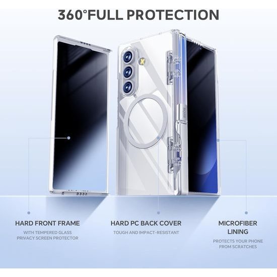 BiQiHR pouzdro + privacy ochranná fólie, Samsung Galaxy Z Fold7, průhledné