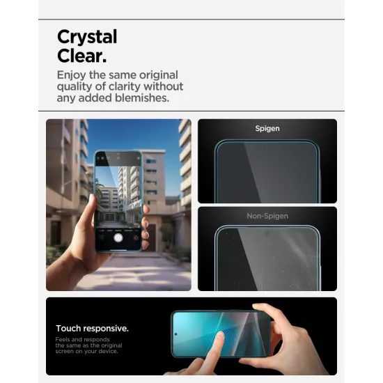Samsung Galaxy A36 / A37 5G apsauginis stiklas – Spigen Glass.TR EZFit grūdintas stiklas su montavimo rėmeliu