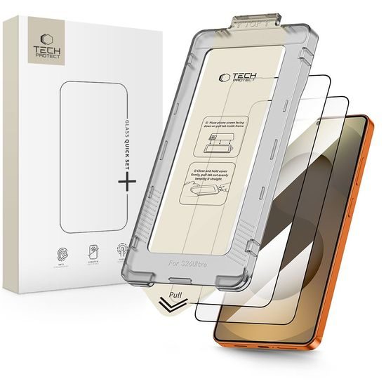 Tech-Protect Quick Set+ Panzerglas für Samsung Galaxy S26 Ultra - Gehärtetes Displayschutzglas mit Montagerahmen - 2 Stück - Schwarz