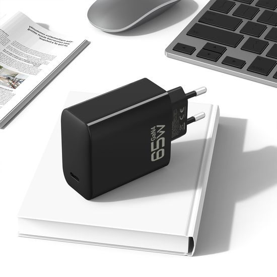 Blavec caricabatterie BC-8, GaN4, PD QC 65W 3A, USB-C, nero