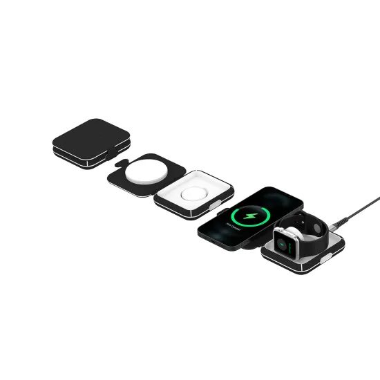 ER POWER Αναδιπλούμενος φορτιστής SNAP 2 σε 1, μαύρος