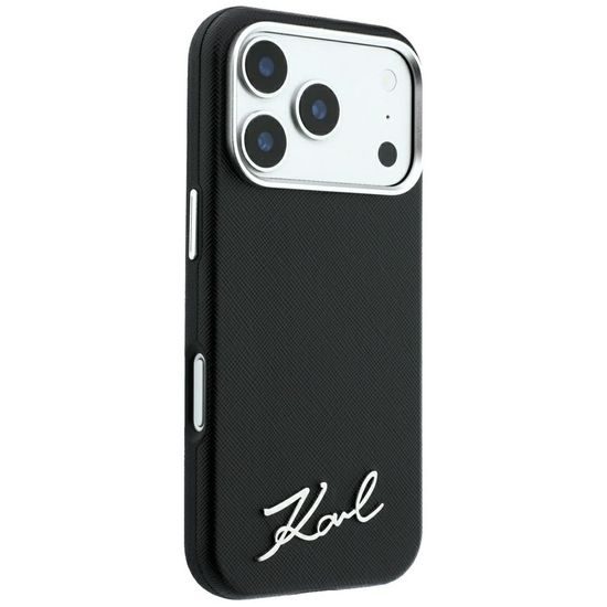 Karl Lagerfeld Saffiano Small Script Metal Logo MagSafe ümbris iPhone 17 Pro / 18 Pro – must