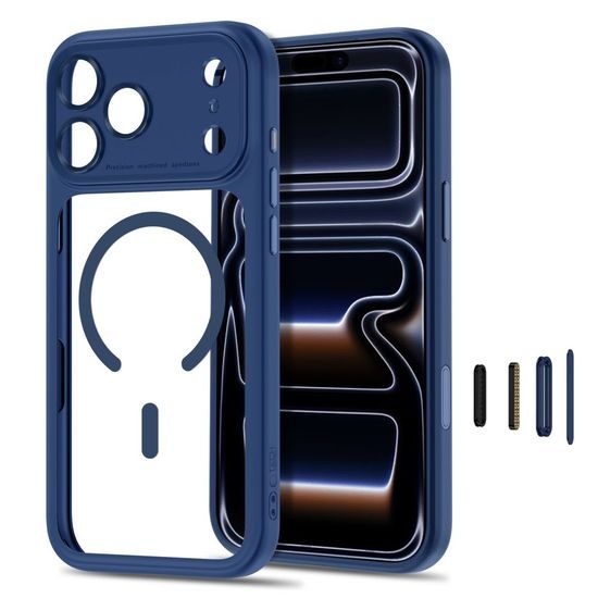 Tech-Protect MagPeak MagSafe CC, iPhone 17 Pro / 18 Pro, tmavě modrý / průhledný