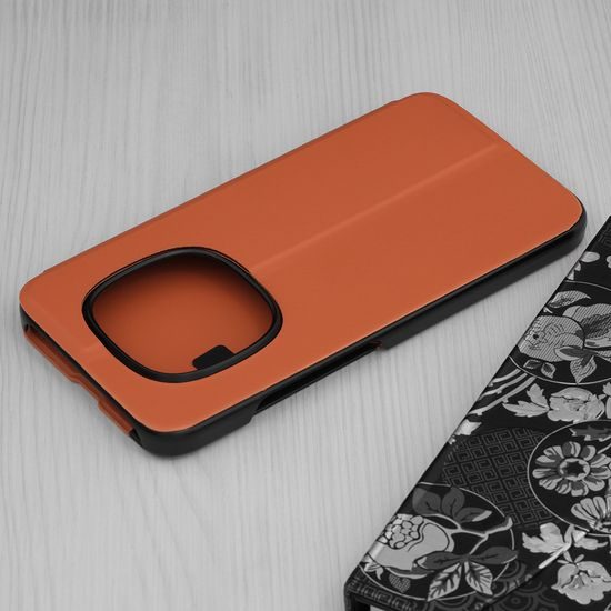 Xiaomi Redmi Note 15 Pro 5G odinis atverčiamas dėklas su langeliu – oranžinė
