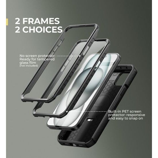 Dexnor MagSafe 360 Kickstand Camprotector Θήκη iPhone 15, Μαύρη