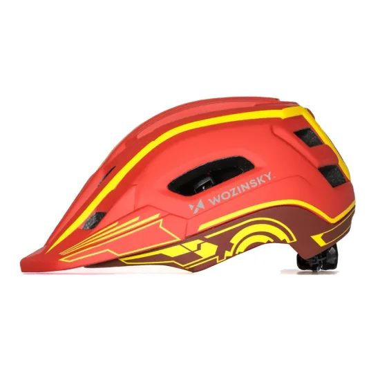 Casco da ciclismo per bambini Wozinsky con luce posteriore USB S, rosso