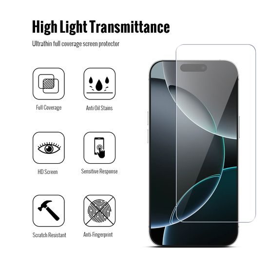 Zestaw JP Combo, 2 szkła hartowane i 2 szkiełka na aparat, iPhone 16 Pro