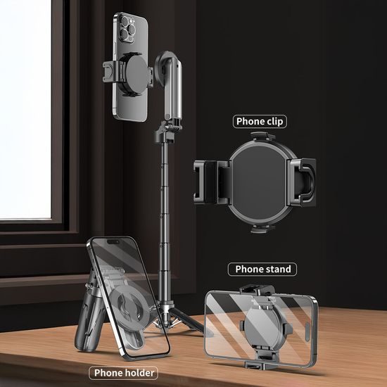 Blavec MagSafe Selfie Stick mit Stativ, Bluetooth Fernbedienung und Halterung - 41 cm - Schwarz
