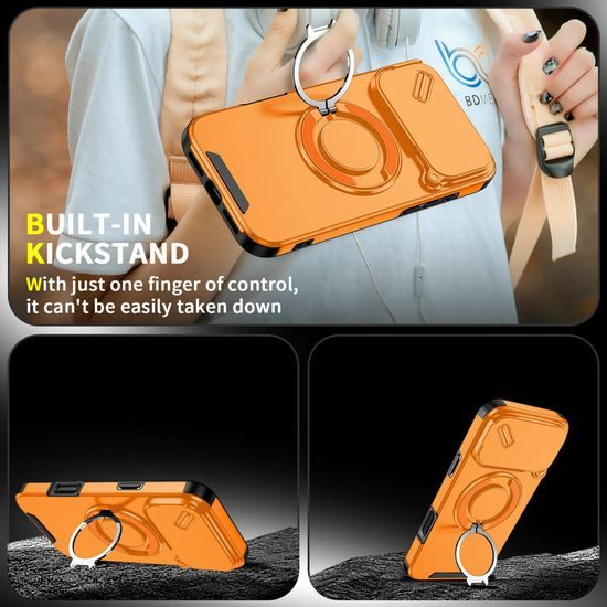 Camslide Stand obal, iPhone 17 Pro Max, oranžový