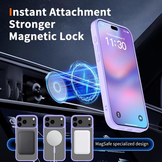 JP MagFit Clear MagSafe θήκη με μαγνήτη N52, iPhone 17 Pro Max, μωβ