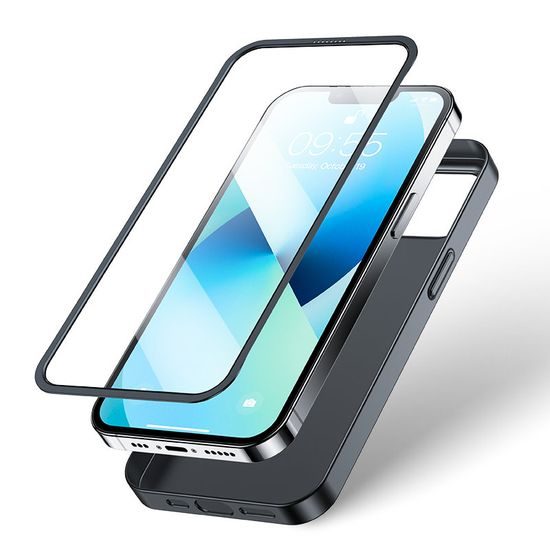 Joyroom 360 Full Case Hülle + gehärtetes Glas, iPhone 13, schwarz