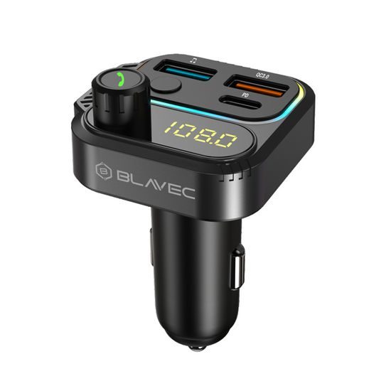 Blavec TR-01 FM πομπός Flash MP3, Bluetooth, 2x USB + USB-C, PD 36W, QC 3.0 18W, μαύρο