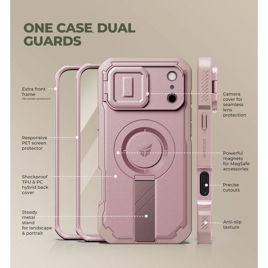 Dexnor MagSafe 360 Kickstand Case für iPhone 17 Pro Max / 18 Pro Max mit Kameraschutz - Rosa