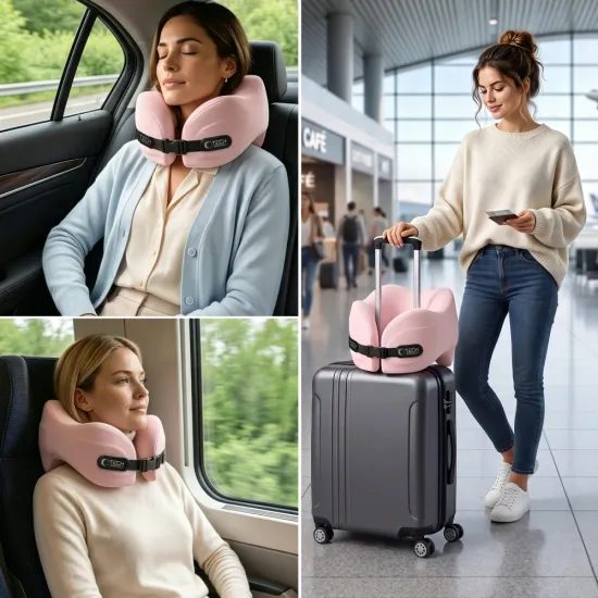 Tech-Protect ComfortRest Cestovní polštář za krk, růžový