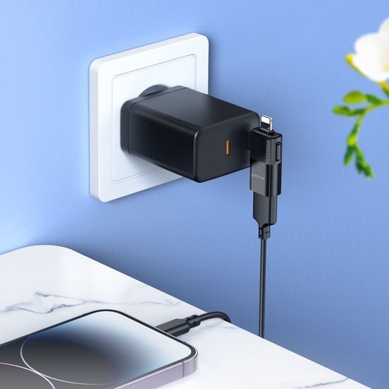 Borofone BV18 Adaptér, Lightning + USB-C - USB, čierny