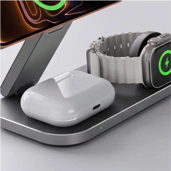 Tech-Protect A52 3σε1 ασύρματος φορτιστής MagSafe, 25 W, Qi2.2, μαύρο