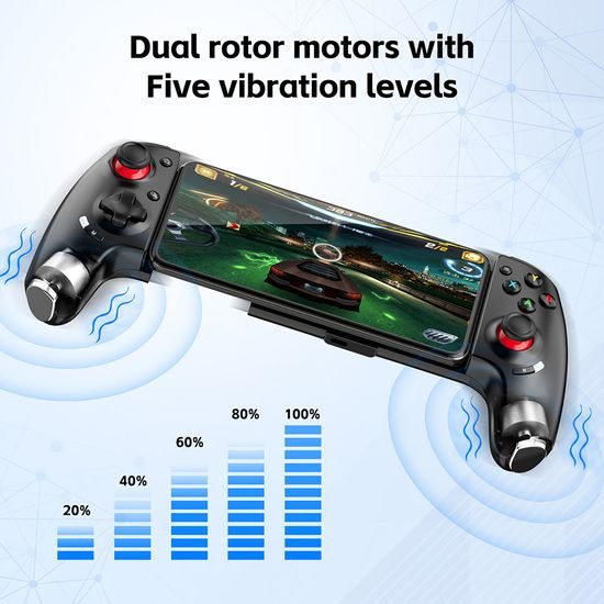 AB02 Ασύρματο τηλεσκοπικό gamepad με Hall joysticks, λειτουργία Turbo και προγραμματιζόμενα κουμπιά, μαύρο