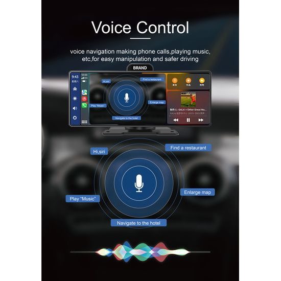 10,26" CarPlay zaslon za auto s bežičnim Apple CarPlay i Android Auto s 4K kamerom i stražnjom Full HD kamerom