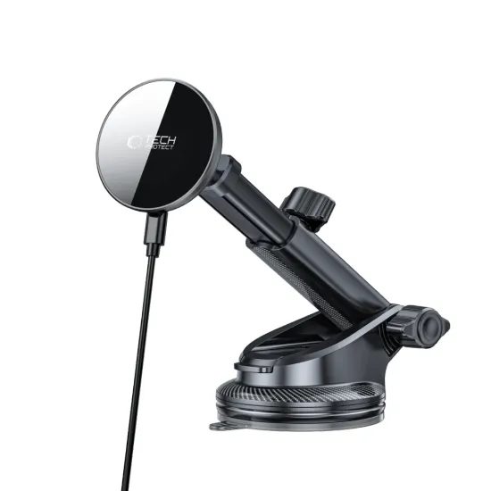 Tech-Protect MM15W-V10 Bezprzewodowa ładowarka samochodowa MagSafe z magnetycznym uchwytem na deskę rozdzielczą / do nawiewu 15W, czarna