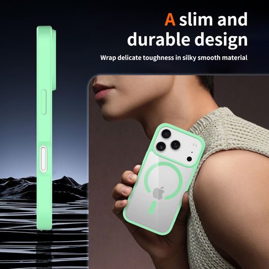 JP MagFit Clear MagSafe θήκη με μαγνήτη N52, iPhone 17 Pro, πράσινη