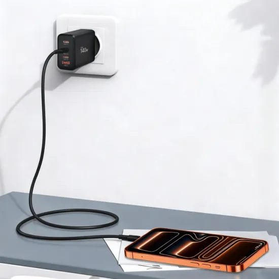 Tech-Protect NC140W-GAN φορτιστής 4 θυρών PD 140W / QC3.0, μαύρος