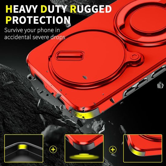 Camslide Stand obal, Xiaomi Redmi Note 15 Pro 5G, červený