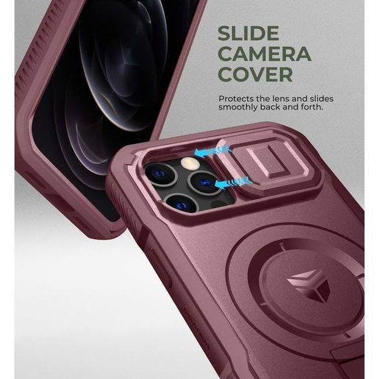 Dexnor MagSafe 360 Στήριγμα Προστατευτική Θήκη iPhone 12 / 12 Pro, μπορντό