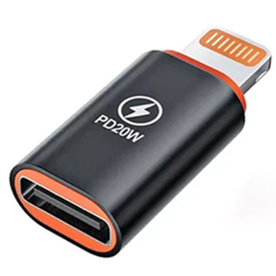 Techsuit Premium OTG προσαρμογέας HyperPort (A3) USB-C - Lightning, μαύρο-πορτοκαλί